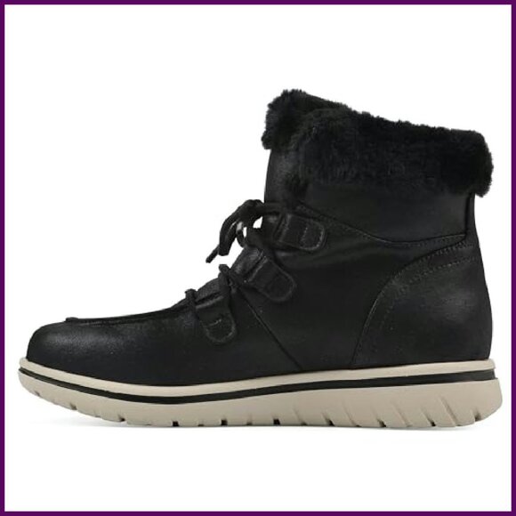 Women's Lace-Up Ankle Booties with Faux Fur Lining, Cushioned Sole, Size - Picture 5 of 8